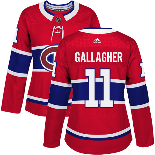 Adidas Montreal Canadiens #11 Brendan Gallagher Red Home Authentic Women Stitched NHL Jersey
